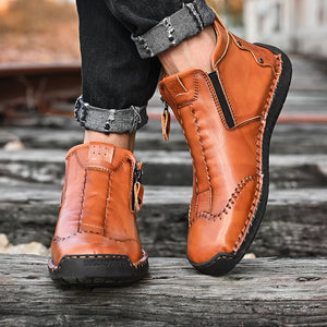 draussenfeet handgemachte lederschuhe stiefel 31389 rotbraun