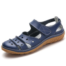 Lade das Bild in den Galerie-Viewer, draussenfeet ledersandalen hausschuhe 134073 dunkelblau
