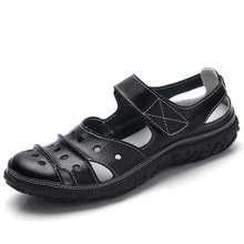 Lade das Bild in den Galerie-Viewer, draussenfeet ledersandalen hausschuhe 134073 schwarz

