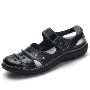 draussenfeet ledersandalen hausschuhe 134073 schwarz