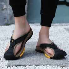 Lade das Bild in den Galerie-Viewer, draussenfeet ledersandalen hausschuhe 31404 schwarz
